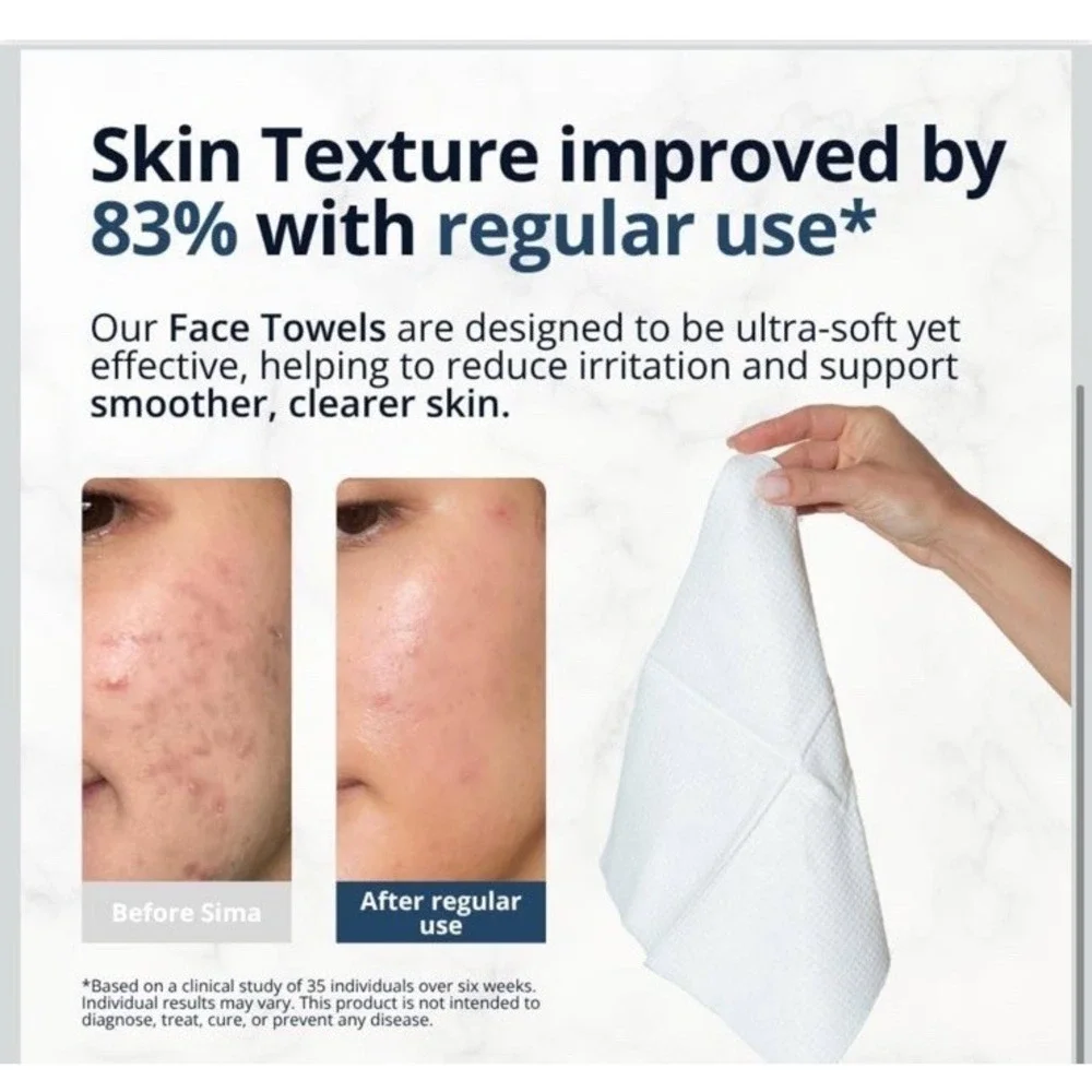 Sima Disposable Face Towels for Drying 100% Cotton Face Wipes 1 Box Of 50